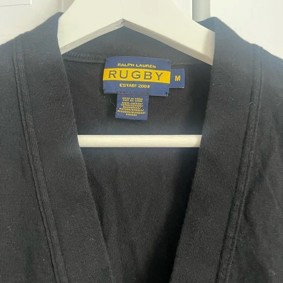 Ralph Lauren RUGBY Black Cardigan Sweater Medium